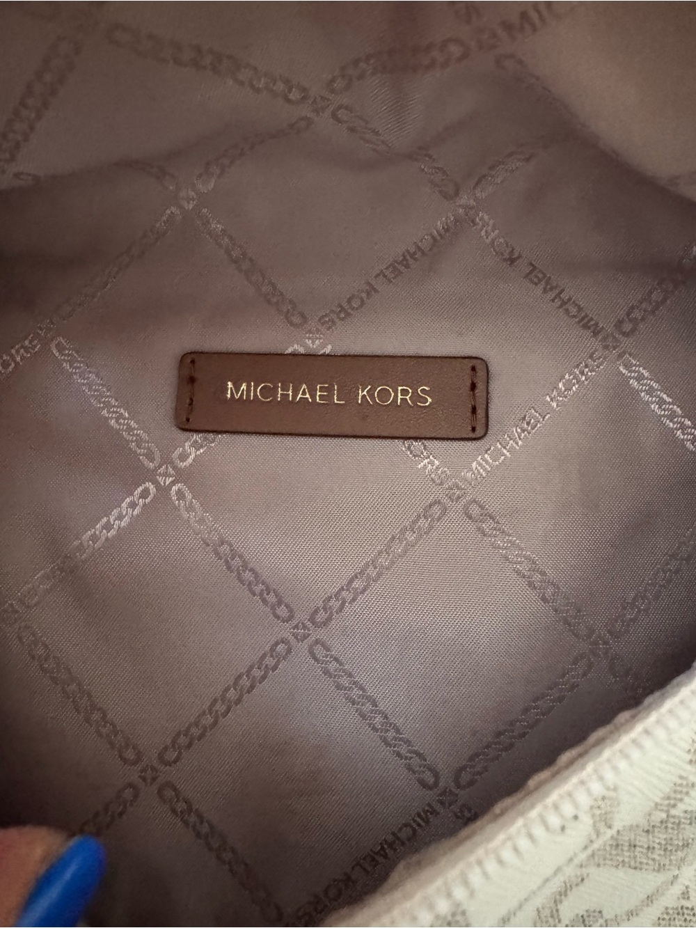 Michael Kors Cream and Brown Logo Crossbody with Gold Chain - Picture 7 of 7